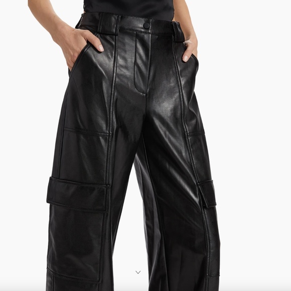 SIMKHAI  Sofia Vegan Leather Cargo Pants - Picture 1 of 13